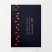Magenta und Gold in einer Hochzeit Dreifach Gefaltete Einladung (Cover)