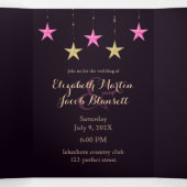 Magenta und Gold in einer Hochzeit Dreifach Gefaltete Einladung (Innenseite Mitte)