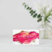 Magenta und Gold Spritzer Visitenkarte (Stehend Vorderseite)