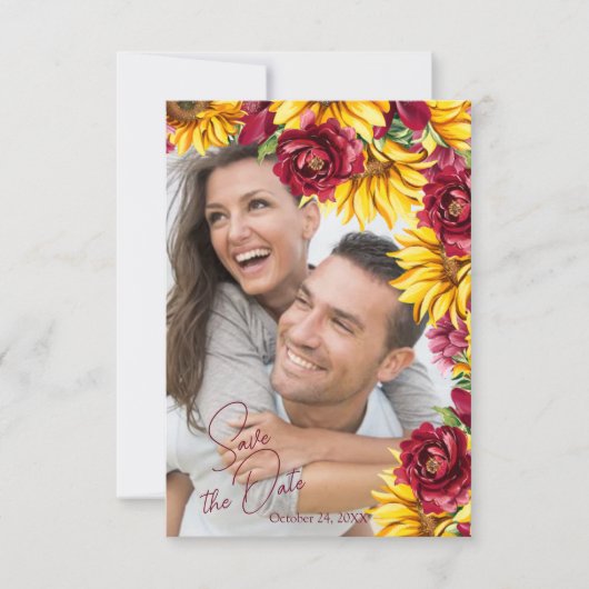 Magenta und Golden Yell Wedding speichern Sie die  Save The Date (Vorderseite)