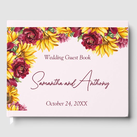 Magenta und Golden Yellow Wedding Gästebuch (Vorderseite)