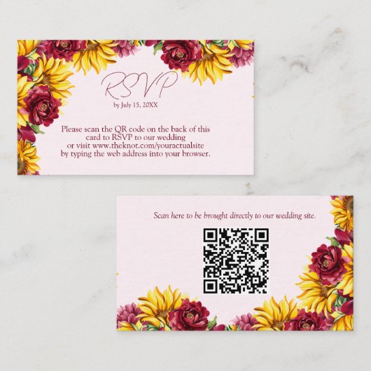 Magenta und Golden Yellow Wedding QR Code UAWG Visitenkarte (Vorne/Hinten)