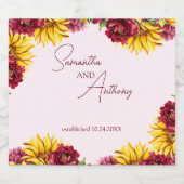 Magenta und Golden Yellow Wedding Schaumweinetikett (Einzelnes Label)