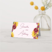 Magenta und Golden Yellow Wedding Table Name Card Platzkarte (Rückseite)