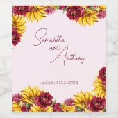 Magenta und Golden Yellow Wedding Weinetikett (Einzelnes Label)