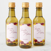 Magenta und Golden Yellow Wedding Weinetikett (Flaschen)