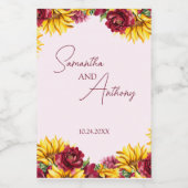 Magenta und Golden Yellow Wedding Weinetikett (Einzelnes Label)