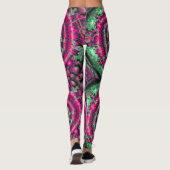 Magenta und grünes Kaleidoskop Leggings (Rückseite)