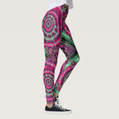 Magenta und grünes Kaleidoskop Leggings (Rechts)