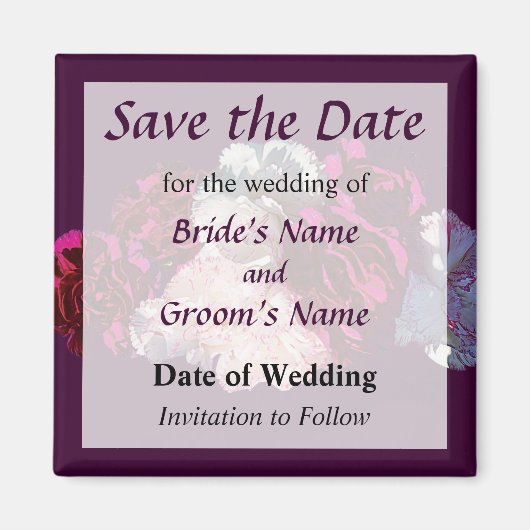 Magenta und leicht rosa Nelken Save the Date Magnet (Vorne)
