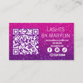 Magenta und Lila Ombre Glitzer Lash Techniker Treuekarte (Rückseite)