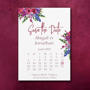 Magenta und Purple Flowers Grüne Blumenzwiebelhoch Save The Date