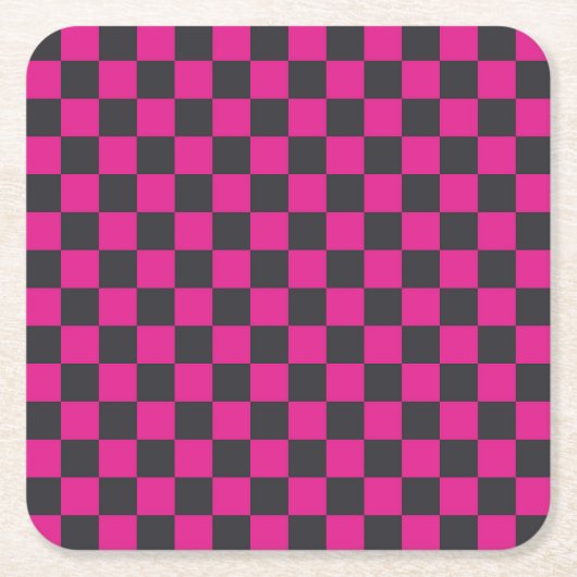 Magenta- und rauchfarbenes Schachbrettmuster Rechteckiger Pappuntersetzer (Vorderseite)