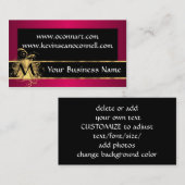 Magenta und schwarz mit Monogramm Visitenkarte (Vorne/Hinten)