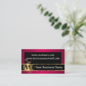 Magenta und schwarz mit Monogramm Visitenkarte (Stehend Vorderseite)