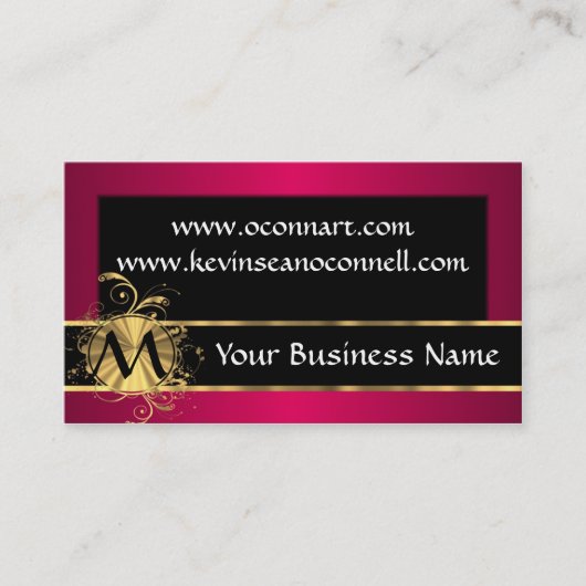 Magenta und schwarz mit Monogramm Visitenkarte (Vorderseite)