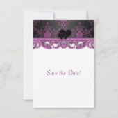 Magenta und schwarze Hochzeit Save the Date (Rückseite)