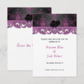 Magenta und schwarze Hochzeit Save the Date (Vorne/Hinten)