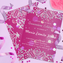 Magenta und Silver Elegant schimmery Quinceañera