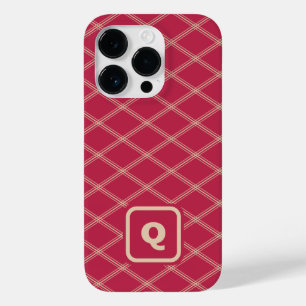 Magenta und Tan Mit Monogramm Art Deco Case-Mate iPhone 14 Pro Hülle