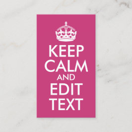 Magenta und Weiß Behalten Ruhe und Text bearbeiten Visitenkarte