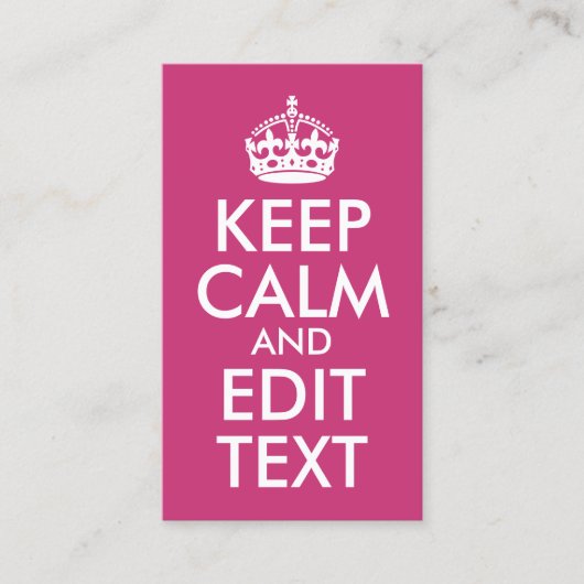 Magenta und Weiß Behalten Ruhe und Text bearbeiten Visitenkarte (Vorderseite)