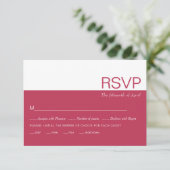 Magenta und weiße Farbe Block whimsical Hochzeit RSVP Karte (Stehend Vorderseite)