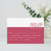 Magenta und weiße Farbe Block whimsical Hochzeit RSVP Karte (Stehend Vorderseite)