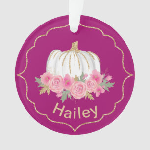 Magenta und White Fairytale Princess Pumpkin Ornament
