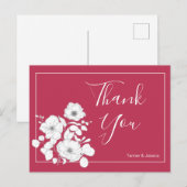 Magenta und White Floral Wedding Vielen Dank Postkarte (Vorne/Hinten)