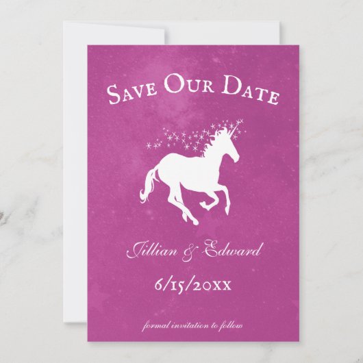 Magenta Unicorn Ankündigung Datum freihalten (Vorderseite)