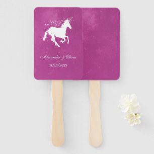 Magenta Unicorn Gastgeschenk Hochzeit Hand Fan Fächer