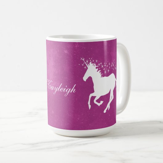 Magenta Unicorn Personalisiert Coffee Tasse (VorderseiteRechts)