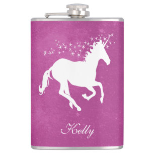 Magenta Unicorn Personalisiert Flask Flachmann