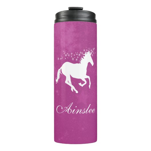 Magenta Unicorn Personalisiert Thermal Tumbler Thermosbecher (Vorderseite)