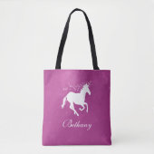 Magenta Unicorn Personalisiert Tote Bag Tasche (Vorderseite)