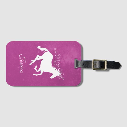 Magenta Unicorn Personalisierte Gepäckmarke Gepäckanhänger (Vorderseite (Horizontal))