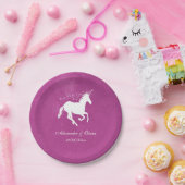 Magenta Unicorn Wedding Paper Plate Pappteller (Party)