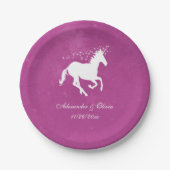 Magenta Unicorn Wedding Paper Plate Pappteller (Vorderseite)