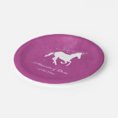 Magenta Unicorn Wedding Paper Plate Pappteller (Schrägansicht)