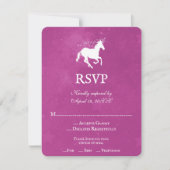 Magenta Unicorn Wedding RSVP Card (Vorderseite)