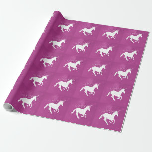 Magenta Unicorn Wedding Wrapping Paper Geschenkpapier