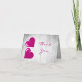 Magenta Valentine Hearts Danke Karte (Vorderseite)