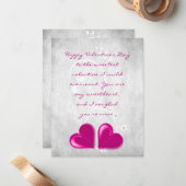 Magenta Valentine Hearts Flat Note Card Mitteilungskarte (Vorderseite/Rückseite Beispiel)