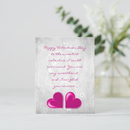 Magenta Valentine Hearts Flat Note Card Mitteilungskarte