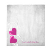 Magenta Valentine Hearts Personalisiert Notepad Notizblock (Vorderseite)
