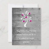 Magenta Valentine Hearts Tree Flat Note Card Mitteilungskarte (Vorderseite)
