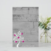 Magenta Valentine Hearts Tree Personalisiert Briefpapier (Stehend Vorderseite)