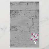 Magenta Valentine Hearts Tree Personalisiert Briefpapier (Rückseite)