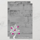 Magenta Valentine Hearts Tree Personalisiert Briefpapier (Vorne/Hinten)